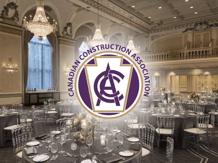 Canadian Construction Association logo with banquet tables.