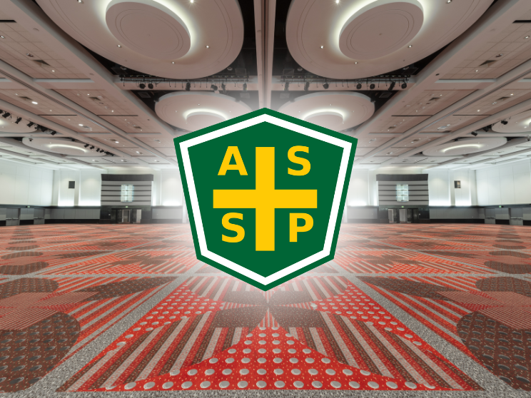 ASP logo in empty convention hall.