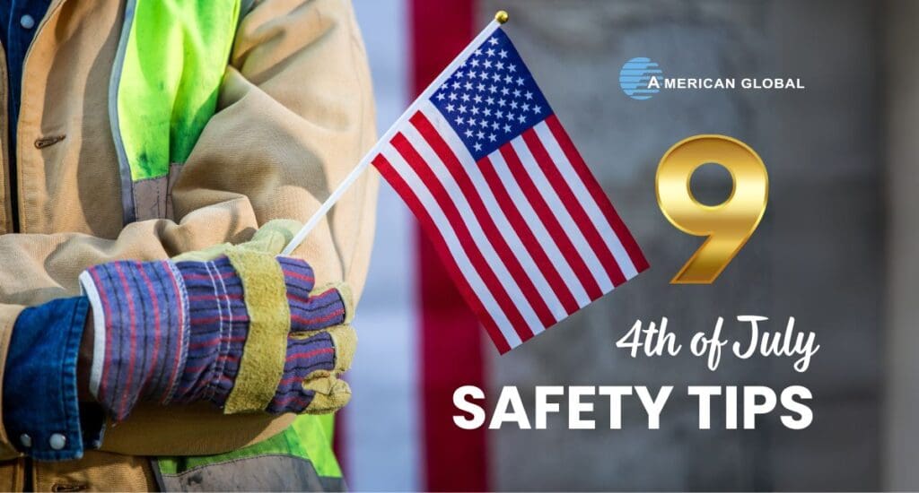 Phot of a flag with the words 4th of July safety tips