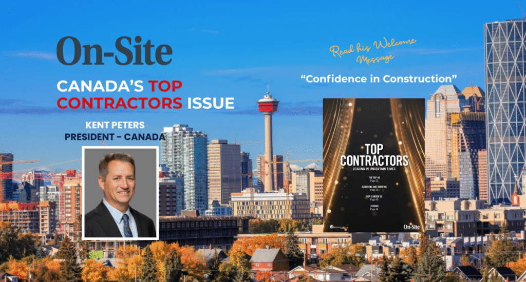 toronto skyline with photo of kent peters & onsite top contractors issue