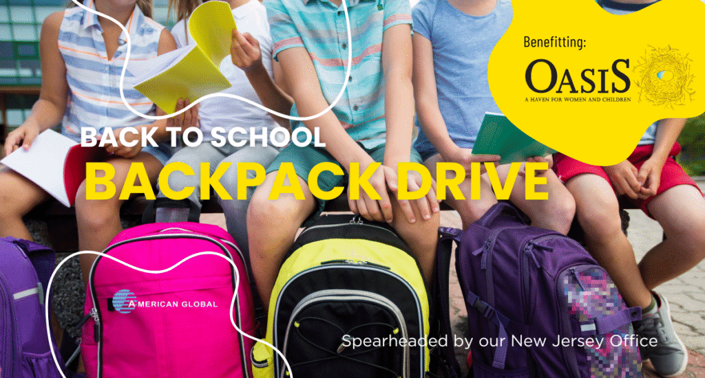 a photo of children holding back packs Back to School backpack drive