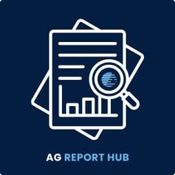 Report hub with magnifying glass icon.